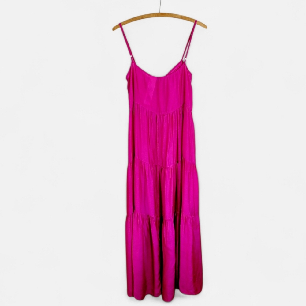 NWT POLO RALPH LAUREN Quinn Tiered Button Front Maxi Dress Hot Pink Small - Picture 6 of 14